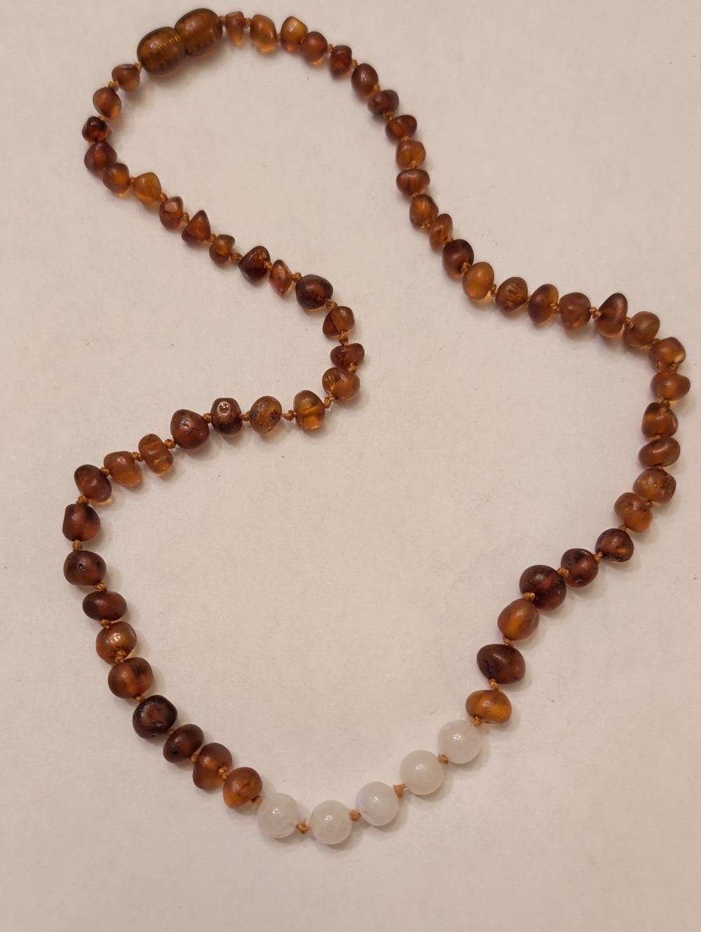 Amber and White Bead Necklace - Women Jewelry